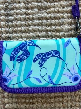 Women’s Teal & Purple Printed Crossbody Wallet
